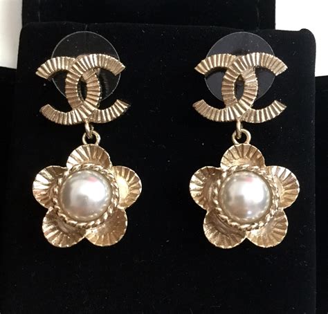 chanel cc pearl stud earrings|authentic chanel stud earrings.